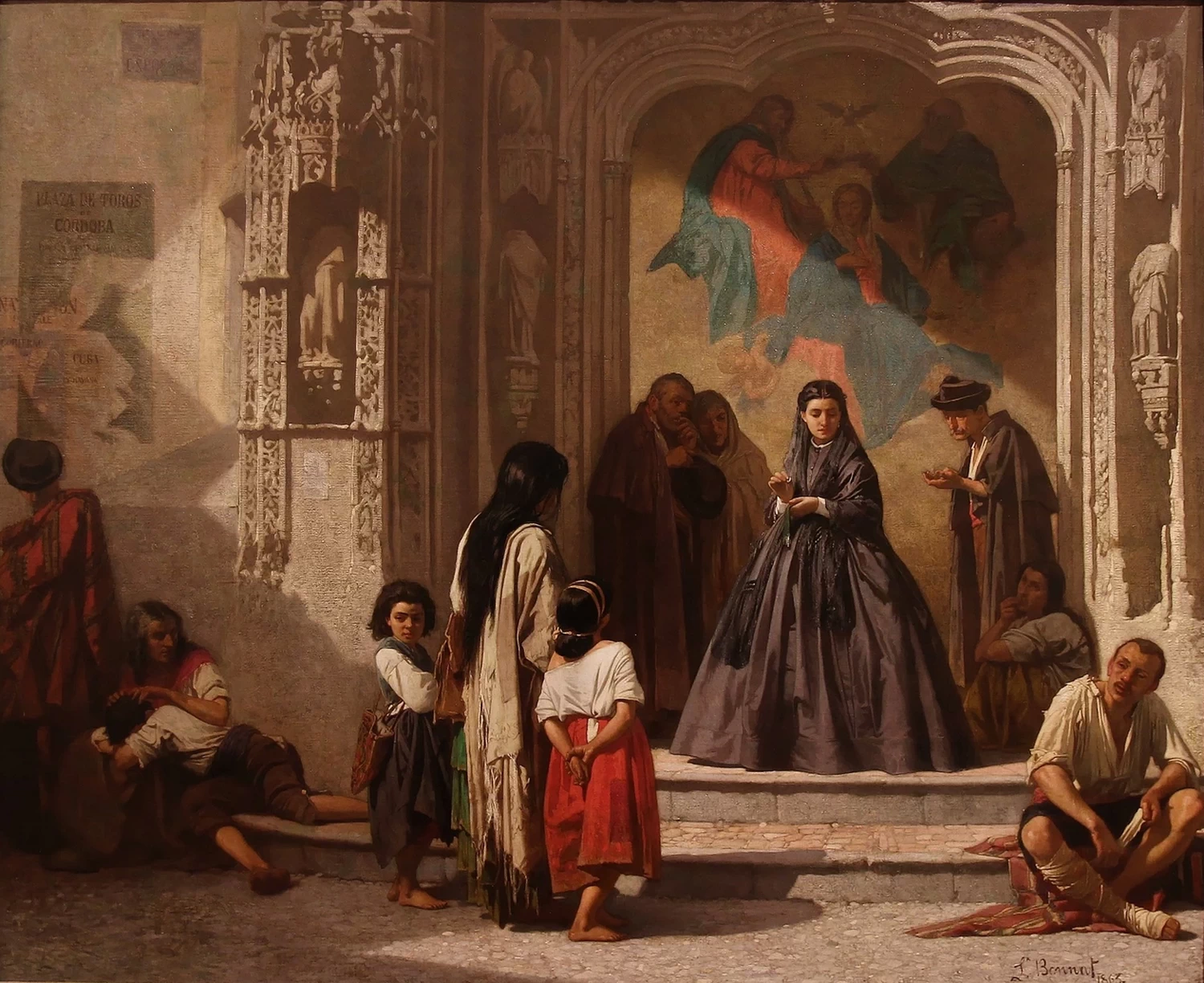 Léon Bonnat - Giovane donna che fa la carità all'ingresso della cappella dell'Ospedale San Sebastián di Cordoba (1863), Museo Goya, Castres